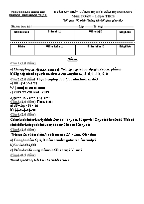 Đề khảo sát chất lượng học kỳ I môn Toán Lớp 6 - Năm học 2018-2019 - Trường THCS Đông Thịnh (Có đáp án)